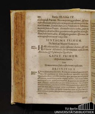 Caput Primum. Definitiones Staticae, Sive Terminorum in statica usitatorum explicatio.
