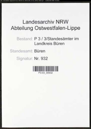 Heiratsregister Standesamt Büren