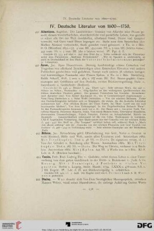Deutsche Literatur von 1600-1750 (Nr. 491-520)