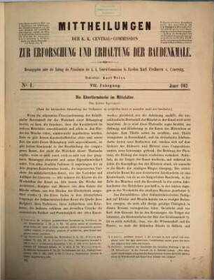 Mittheilungen der K.K. Central-Commission zur Erforschung und Erhaltung der Baudenkmale. 7. 1862