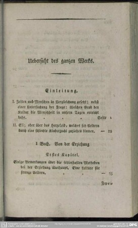 Uebersicht des ganzen Werks