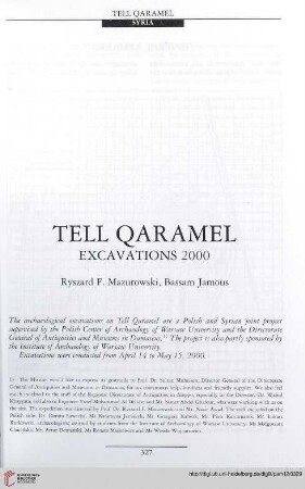 12: Tell Qaramel : excavations 2000
