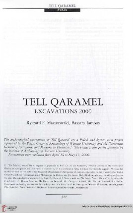 12: Tell Qaramel : excavations 2000