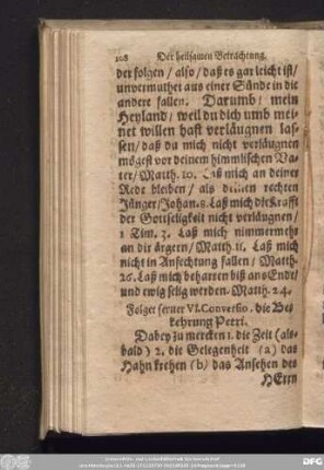 Folget ferner VI. Conversio, die Bekehrung Petri.
