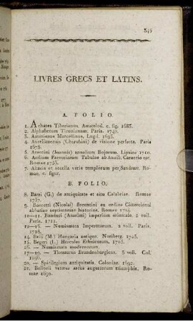 Livres Grecs et Latins.