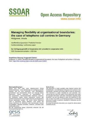Managing flexibility at organisational boundaries: the case of telephone call centres in Germany