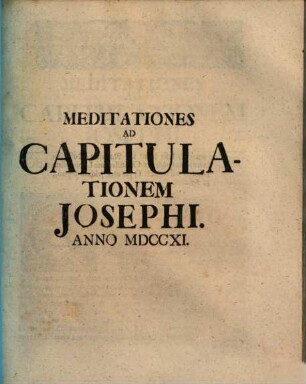 Meditationes Ad Capitulationem Josephi