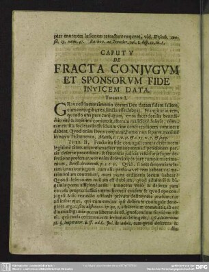 Caput V [VI]. De Fracta Conjugum Et Sponsorum Fide Invicem Data