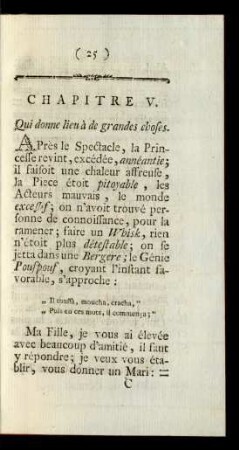 Chapitre V. Qui donne lien à de grandes choses.