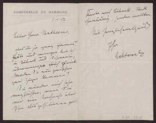 Schreiben an Hermann Muthesius (Brief)