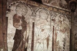 Gruppe mit drei Aposteln, darunter der Evangelist Matthaeus