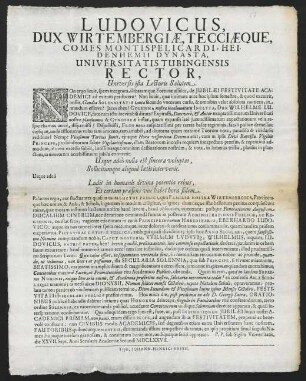 Ludovicus, Dux Wirtembergiae, Tecciaeque, Comes Montispelicardi...