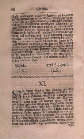 XI. Vergleich de Anno 1660.