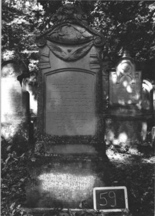 Grabstein 593 (Index: 99895354) Material: Sandstein Zustand: gut, Sockel verwittert Maße HxBxT: 169x50x22 cm Beschreibung: Stele mit Konvexbogenabschluss, Mittelakroter; Sockel Symbolik: geknickte Rose, Girlande mit Bändern: Grabstein 593 (1)