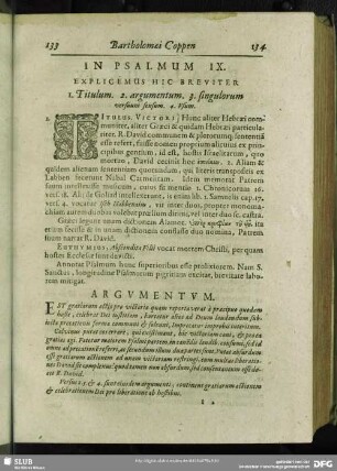 In Psalmum IX. Psalmus IX.