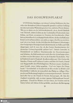 Das Hohlweinplakat [The Hohlwein poster]