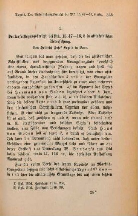 365-385 Der Auferstehungsbericht bei Mk. 15,47 - 16,8 in altlateinischer Übersetzung