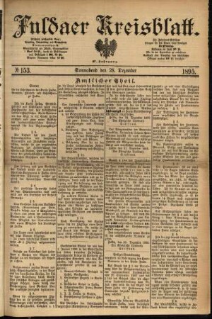 Erste Ausgabe vom Samstag, den 28. Dezember 1895.