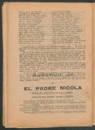 El Padre Nicola : Monólogo cómico político, original de Manuel Romero. - Creación del primer actor cómico Enrique Muiño