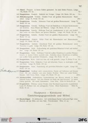 Skulpturen - Kleinkunst - Einrichtungsgegenstände und Möbel (Nr. 658 - 774)