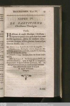 Caput IV. De Partitione Christianae Theologiae.
