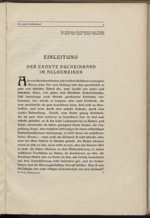 Einleitung - Der exaxte Bucheinband im Allgemeinen