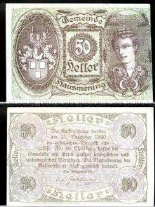 Hausmening, Niederösterreich 50 Heller