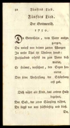 Fünftes Lied. Der Gottmensch. 1750