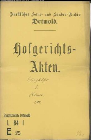 Edinghöfer, Johann Philipp gegen Oberjäger Römers Witwe - Schuldforderung