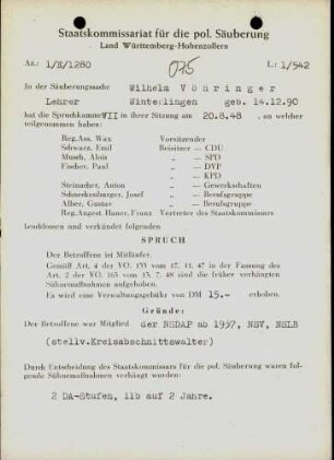 Vöhringer, Wilhelm