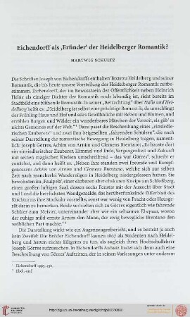 Eichendorff als 'Erfinder' der Heidelberger Romantik?