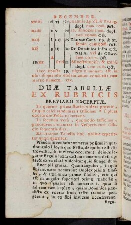 Duae Tabelle ex Rubricis Breviarii Excerptae...
