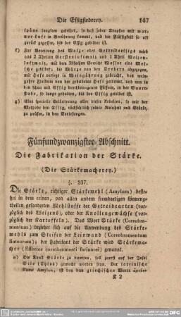 Fünfundzwanzigster Abschnitt. Die Fabrikation der Stärke