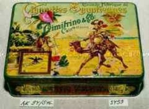 Blechdose für 100 Stück Zigaretten "Grande Fabrique de Cigarettes Egyptiennes Dimitrino und Co. Cairo (EGYPT)"