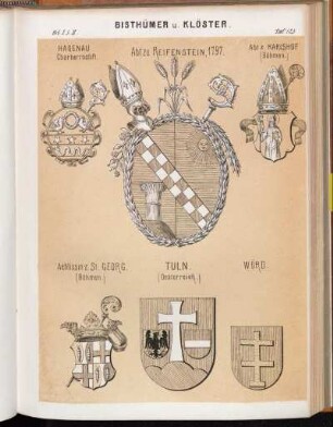 Taf. 125. Hagenau Chorherrnstift. - Abt zu Reifenstein, 1797. - Abt z. Karlshof (Böhmen.) - Aebtissin z. St. Georg. (Böhmen.) - Tuln. (Oesterreich.) - Wörd.