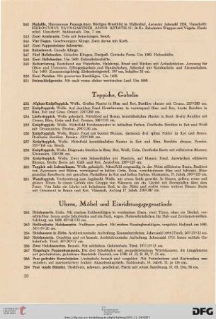 Uhren, Möbel und Einrichtungsgegenstände (Nr. 262-325)