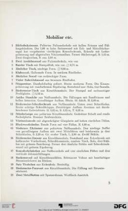 Mobiliar etc. (Nr. 1-48)