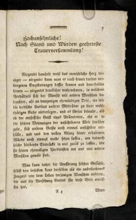 7-32, Hochanseynliche! Nach Stand und Würden geehrteste Trauerversammlung!