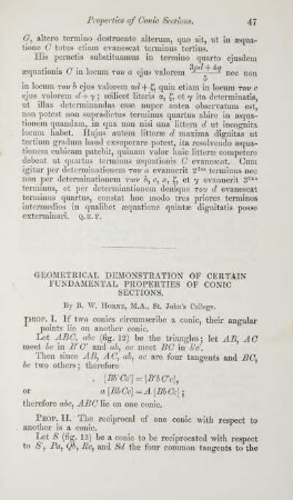 Geometrical demonstration of certain fundamental properties of conic sections.