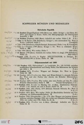 Eidgenossenschaft seit 1850 (Nr. 9-26)