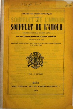 Le soufflet de l'amour : comédie-vaudeville en deux actes