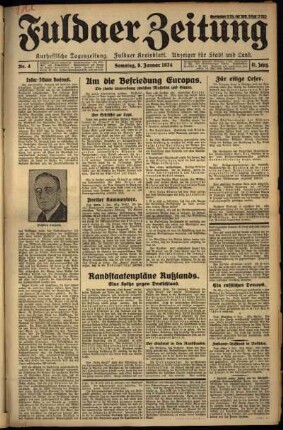 Erste Ausgabe vom Samstag, den 06. Januar 1934.