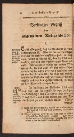 Vorläufiger Begriff der allgemeinen Weltgeschichte