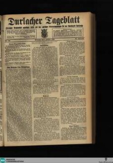 Durlacher Tagblatt : Heimatblatt für die Stadt und den früheren Amtsbezirk Durlach; Pfinztäler Bote für Grötzingen, Berghausen, Söllingen, Wöschbach u. Kleinsteinbach