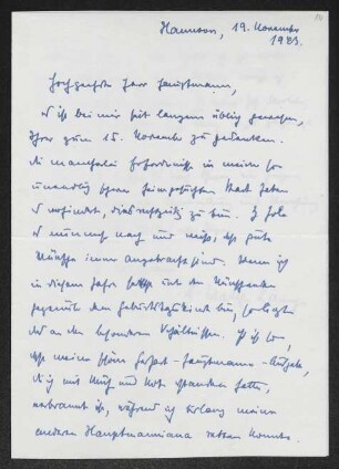 Brief von Walther Lampe an Gerhart Hauptmann