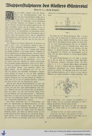 Wappenskulpturen des Klosters Günterstal.