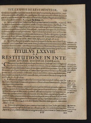 Titulvs LXXVIII. De Restitutione In Integrum Adversus Sententias Camerales.
