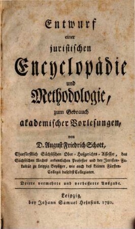 Entwurf einer juristischen Encyclopädie und Methodologie
