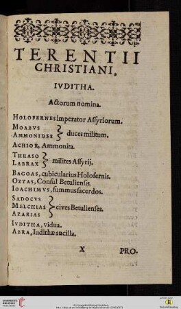 Terentii Christiani, Ivditha