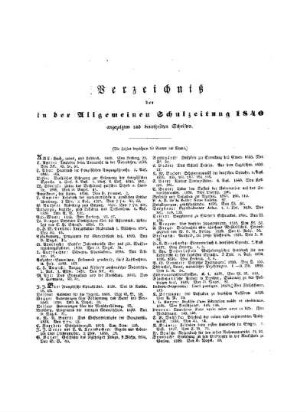 Verzeichnis der in der Allgemeinen Schulzeitung 1840 angezeigten und beurtheilten Schriften